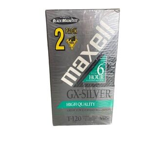 Maxwell NEW 2 Pack VHS T-120 GX-Silver 6 Hour High Quality Video Tapes Sealed